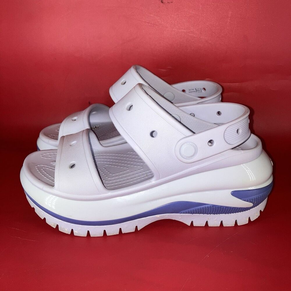 Crocs Mega Crush Sandals M5 W7 Light Blue White Platform 207989 Chunk